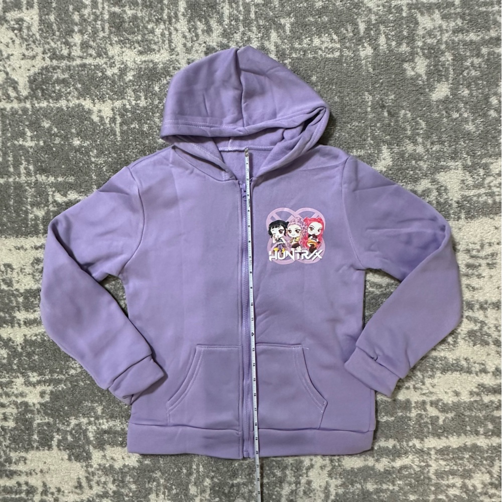 Kpop Demon Hunters Zip Hoodie Kids Sweatshirt Girl Boy Jacket Purple 130 Age 7-8 - Picture 4 of 6